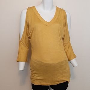 ☀️ Inc International Concepts Roman Gold Cold Shoulder Top Sz M